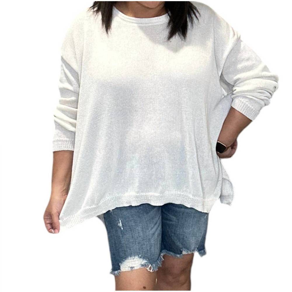 NEW EASEL relaxed fit drop shoulder summer sweater in white